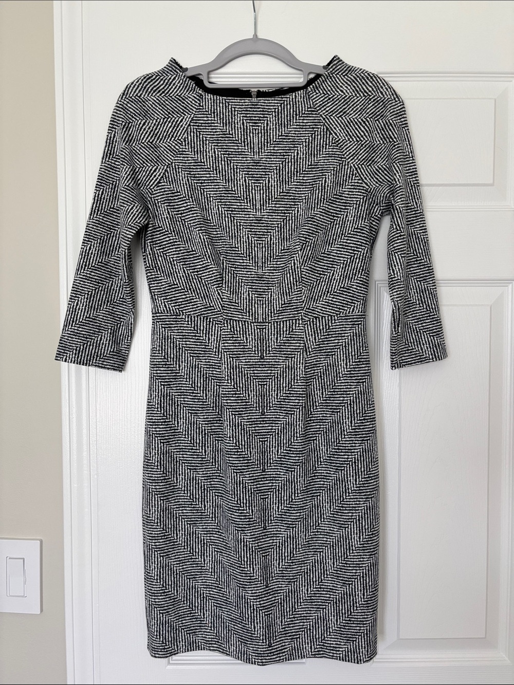 The Limited bateau neck sheath dress in black and white chevron